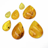 Lemon Cloudy Amber Handmade Drop Cabochons